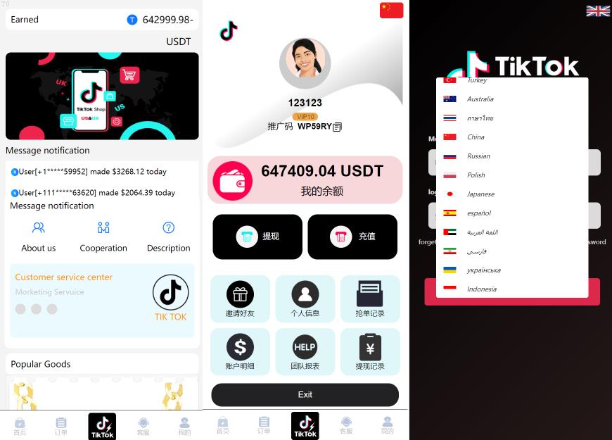 刷单抢单爆款_【海外多语言抢单商城】最新tiktok多语言海外刷单/抢单系统/订单自动匹配系统/连单卡单/海外源码_T8科技